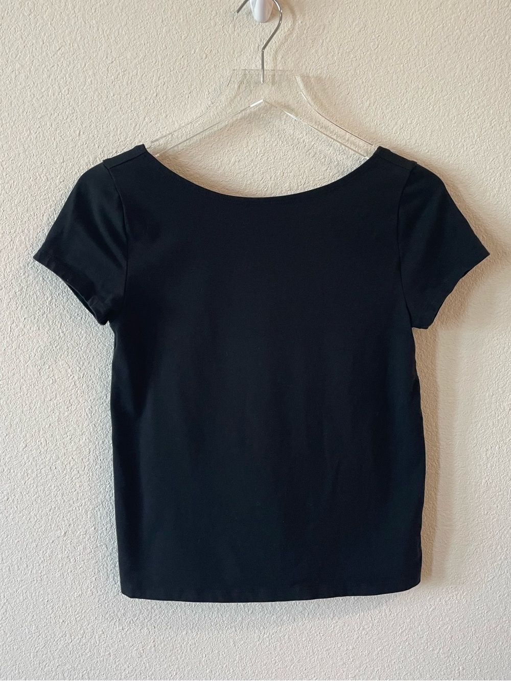 Gap Black Stretch Jersey Short-Sleeve Boatneck Neck Top M